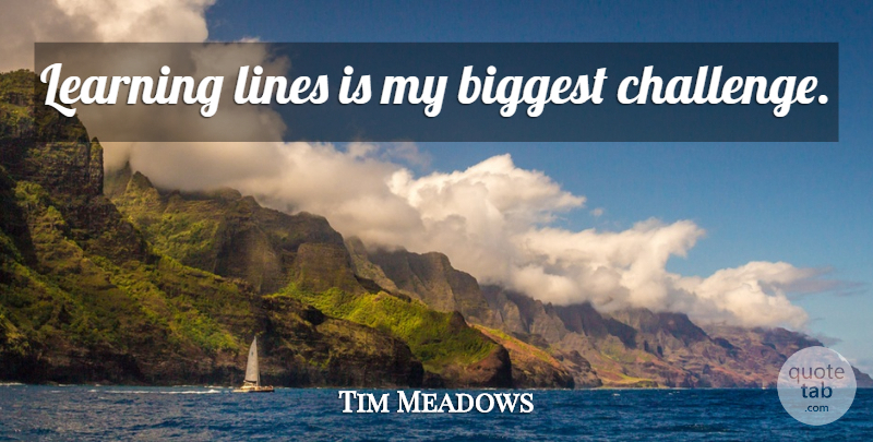 Tim Meadows Quote About Challenges, Lines: Learning Lines Is My Biggest...