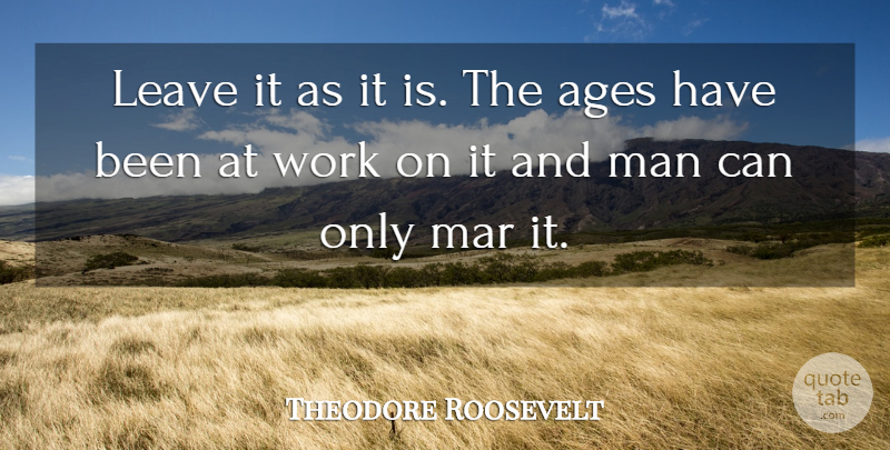 Theodore Roosevelt Quote About Men, Rivers, Age: Leave It As It Is...