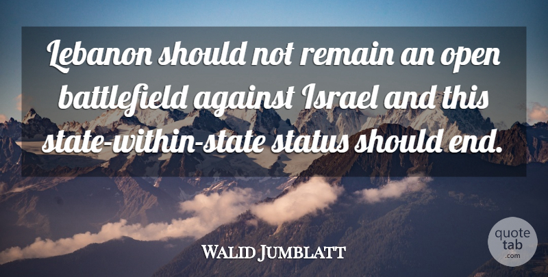 Walid Jumblatt Quote About Against, Israel, Lebanon, Open, Remain: Lebanon Should Not Remain An...