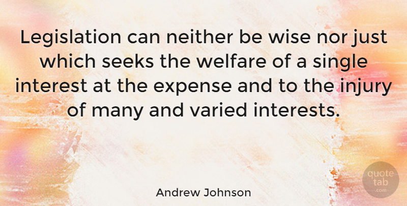 Andrew Johnson Quote About Wise, Presidential, Welfare: Legislation Can Neither Be Wise...