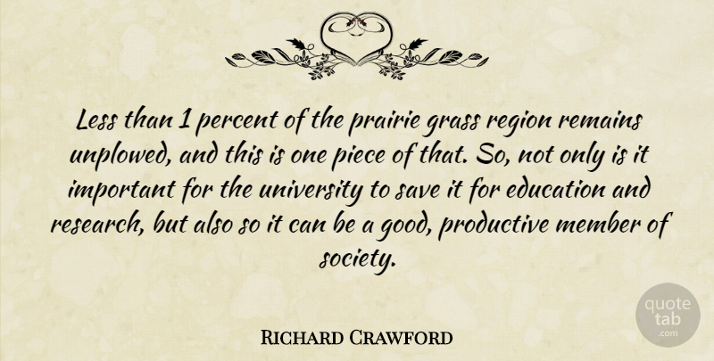 Richard Crawford Quote About Education, Grass, Less, Member, Percent: Less Than 1 Percent Of...