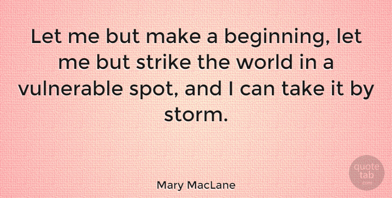 Mary MacLane Quote About Storm, World, Vulnerable: Let Me But Make A...