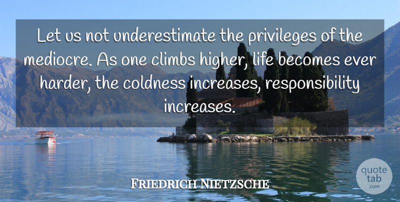 Friedrich Nietzsche Quote About Responsibility, Privilege, Underestimate: Let Us Not Underestimate The...