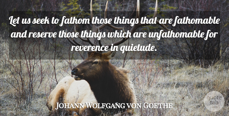 Johann Wolfgang von Goethe Quote About Reverence, Fathom, Reserves: Let Us Seek To Fathom...