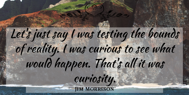 Jim Morrison Quote About Reality, Curiosity, Curious: Lets Just Say I Was...