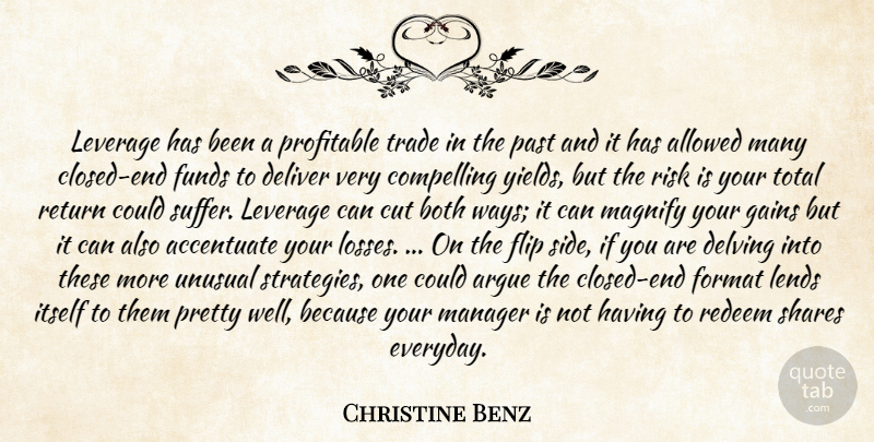 Christine Benz Quote About Accentuate, Allowed, Argue, Both, Compelling: Leverage Has Been A Profitable...