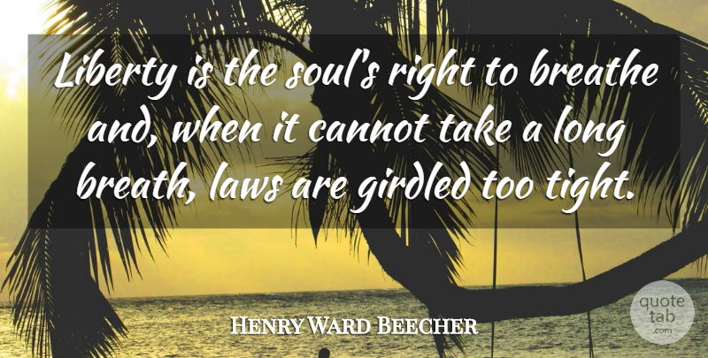 Henry Ward Beecher Quote About Law, Long, Soul: Liberty Is The Souls Right...