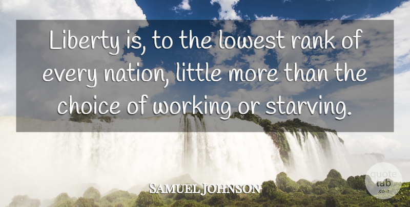 Samuel Johnson Quote About Choices, Liberty, Littles: Liberty Is To The Lowest...