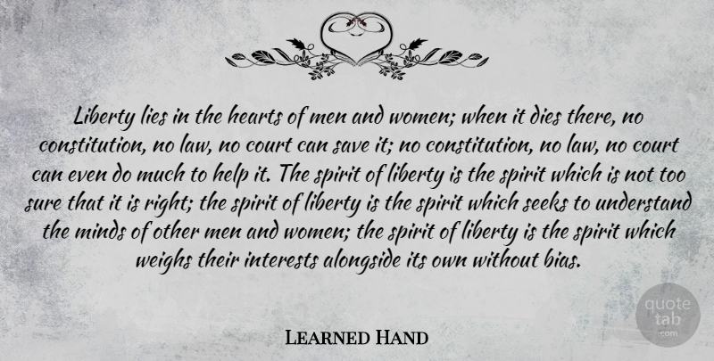 Learned Hand Quote About Lying, Heart, Men: Liberty Lies In The Hearts...