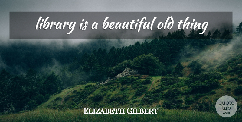 Elizabeth Gilbert Quote About Beautiful, Old Things, Library: Library Is A Beautiful Old...