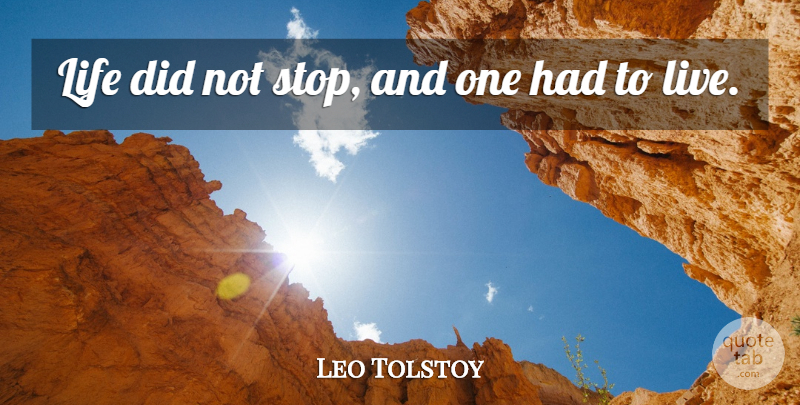 Leo Tolstoy Quote About undefined: Life Did Not Stop And...