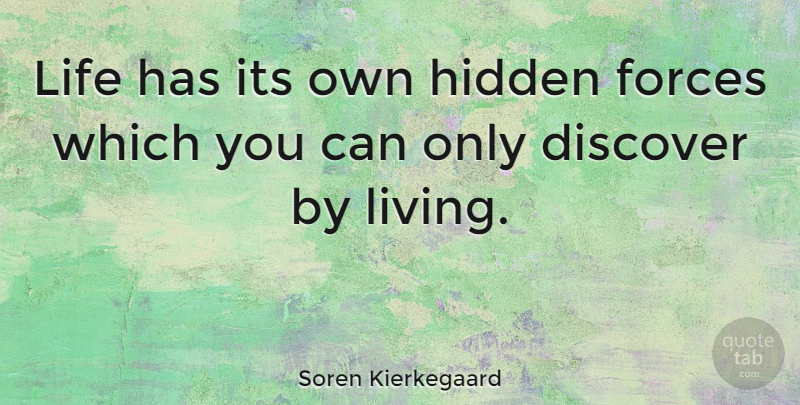 Soren Kierkegaard Quote About Life, Life Lesson, Force: Life Has Its Own Hidden...
