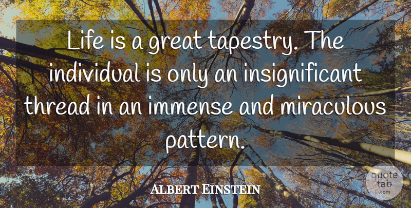 Albert Einstein Quote About Patterns, Life Is, Individual: Life Is A Great Tapestry...