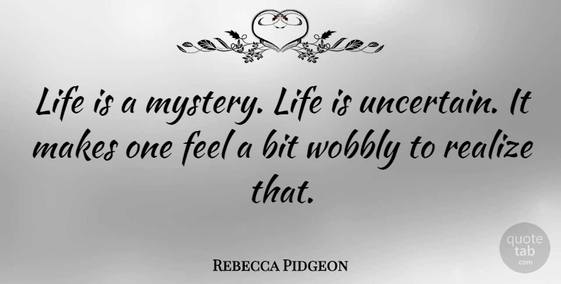 Rebecca Pidgeon Quote About Mystery, Realizing, Life Is: Life Is A Mystery Life...