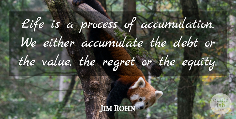 Jim Rohn Quote About Regret, Debt, Life Is: Life Is A Process Of...