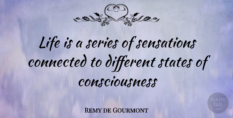 Remy de Gourmont Quote About Different, Consciousness, Life Is: Life Is A Series Of...