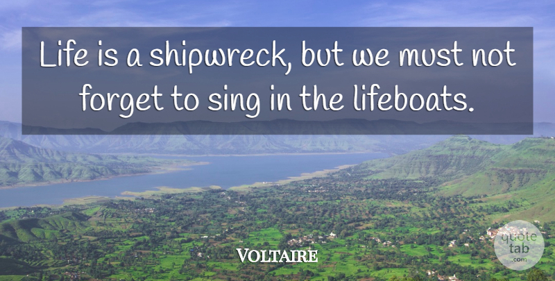 Voltaire Quote About Positive, Funny Inspirational, Short Life: Life Is A Shipwreck But...