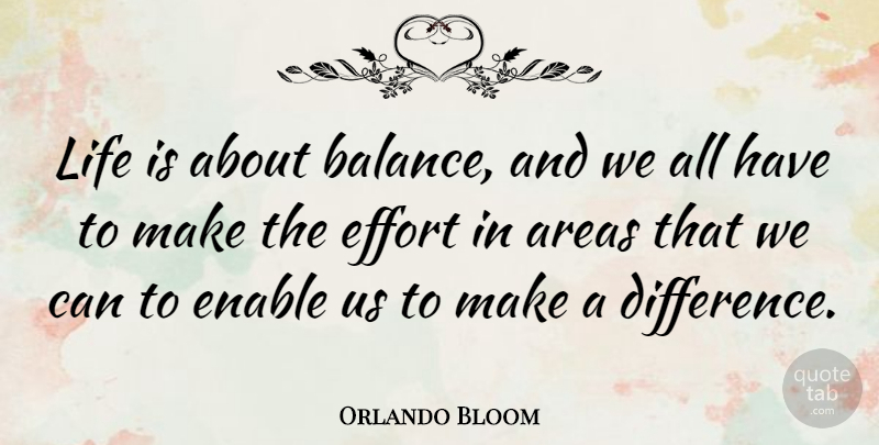 Orlando Bloom Quote About Areas, Enable, Life: Life Is About Balance And...