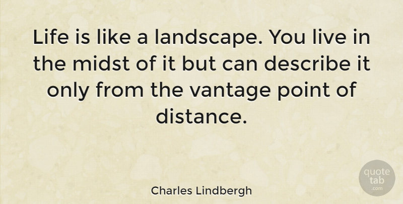 Charles Lindbergh Quote About Distance, Life Is Like, Landscape: Life Is Like A Landscape...