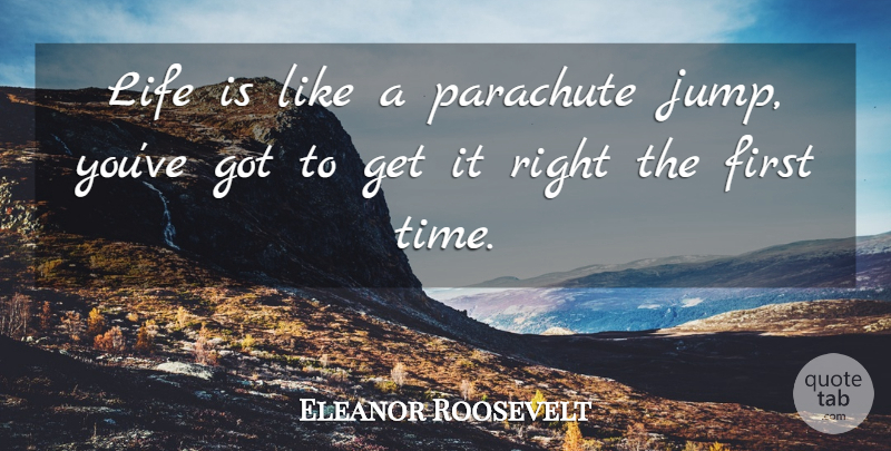 Eleanor Roosevelt Quote About Motivational, Life Is Like, Firsts: Life Is Like A Parachute...