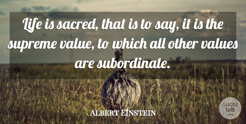 Albert Einstein Quote About Sacred, Life Is, Supreme: Life Is Sacred That Is...