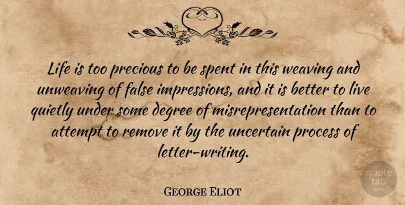 George Eliot Quote About Life, Writing, Letters: Life Is Too Precious To...