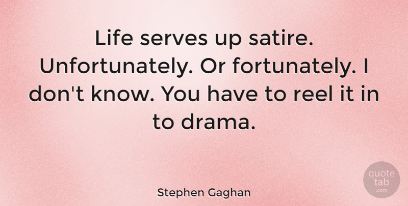 Stephen Gaghan Quote About Life, Serves: Life Serves Up Satire Unfortunately...