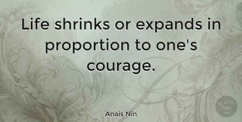 Anais Nin Quote About Inspirational, Life, Motivational: Life Shrinks Or Expands In...