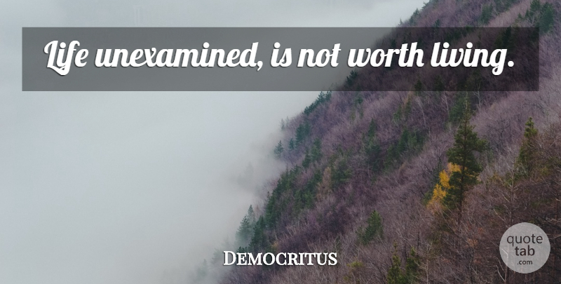 Democritus Quote About Live Life, Life Wisdom, Worth Living: Life Unexamined Is Not Worth...