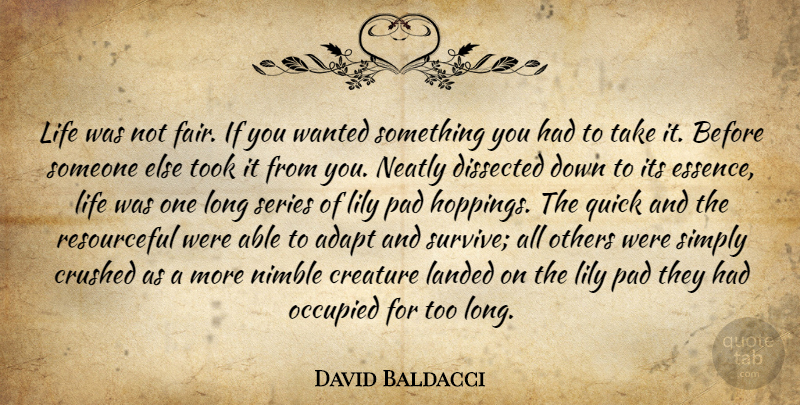David Baldacci Quote About Life, Essence, Long: Life Was Not Fair If...