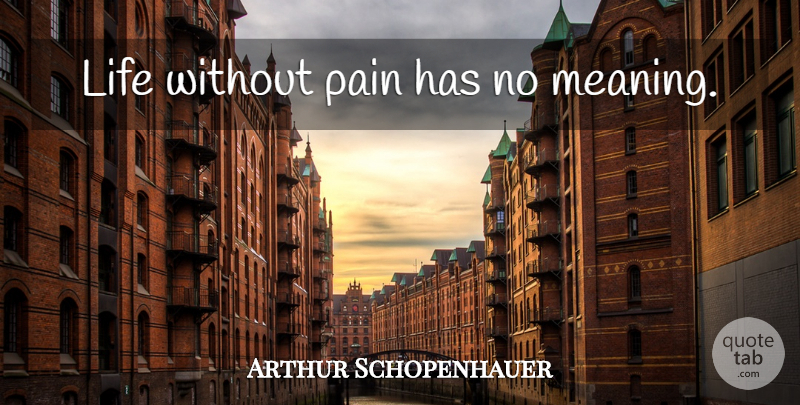 Arthur Schopenhauer Quote About Pain, Without Pain: Life Without Pain Has No...