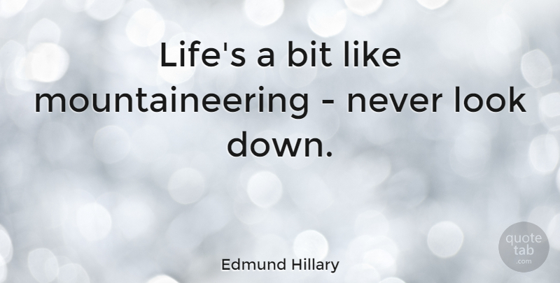 Edmund Hillary Quote About Looks, Mountaineering, Bits: Lifes A Bit Like Mountaineering...