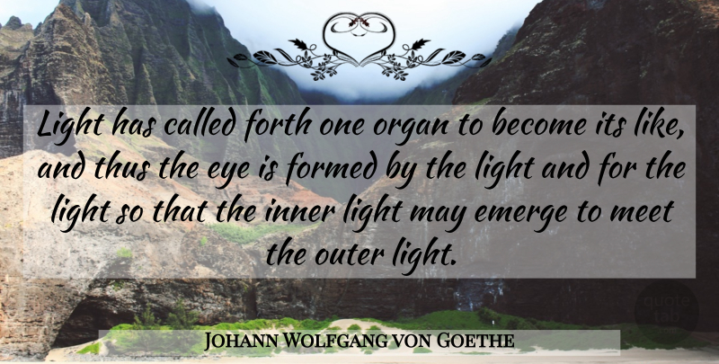 Johann Wolfgang von Goethe Quote About Eye, Light, May: Light Has Called Forth One...