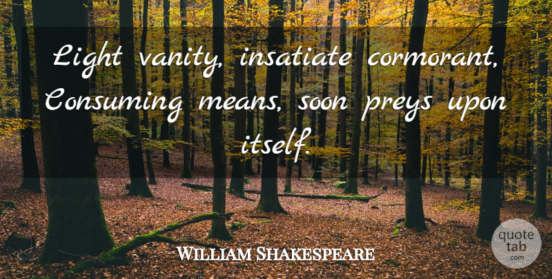 William Shakespeare Quote About Mean, Light, Vanity: Light Vanity Insatiate Cormorant Consuming...