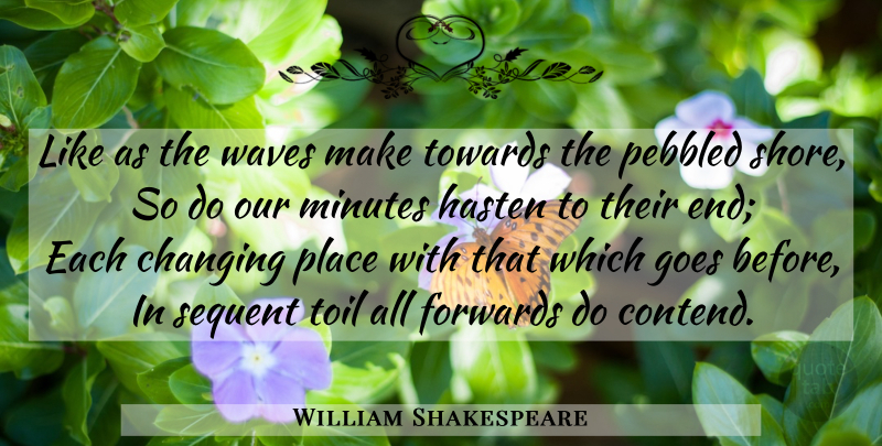 William Shakespeare Quote About Time, Toil, Wave: Like As The Waves Make...