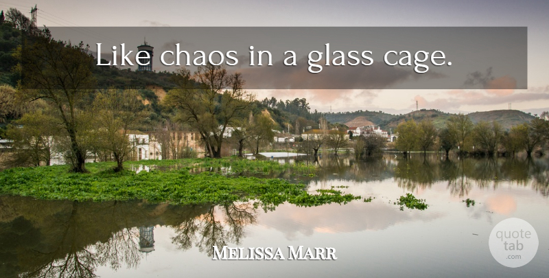 Melissa Marr Quote About Glasses, Cages, Chaos: Like Chaos In A Glass...