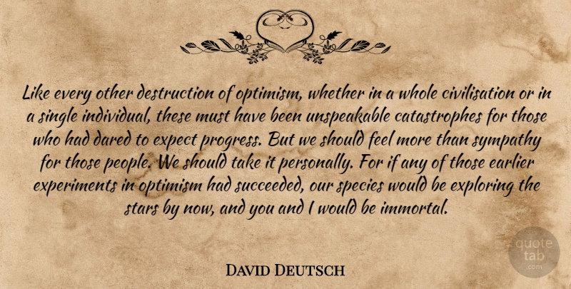 David Deutsch Quote About Stars, Optimism, People: Like Every Other Destruction Of...