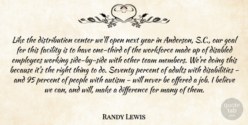 Randy Lewis Quote About Autism, Believe, Center, Difference, Disabled: Like The Distribution Center Well...