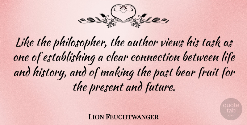 Lion Feuchtwanger Quote About Past, Views, Tasks: Like The Philosopher The Author...