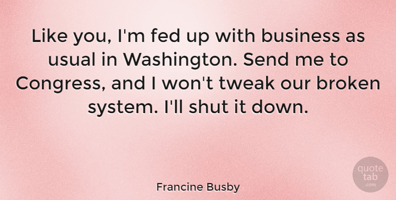 Francine Busby Quote About Aggravation, Broken, Usual: Like You Im Fed Up...