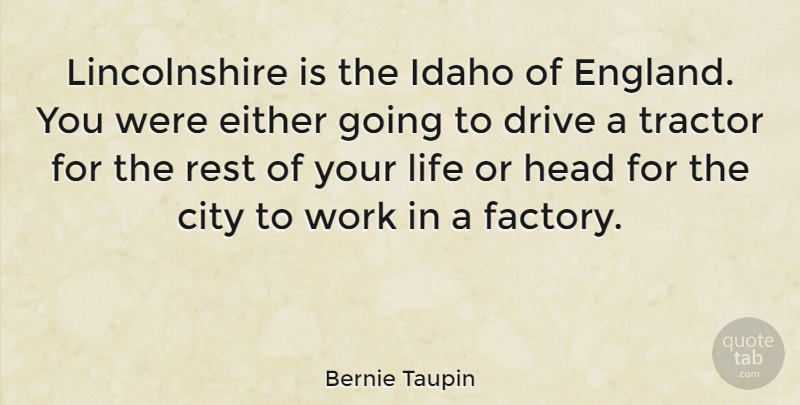 Bernie Taupin Quote About Cities, Idaho, Rest Of Your Life: Lincolnshire Is The Idaho Of...