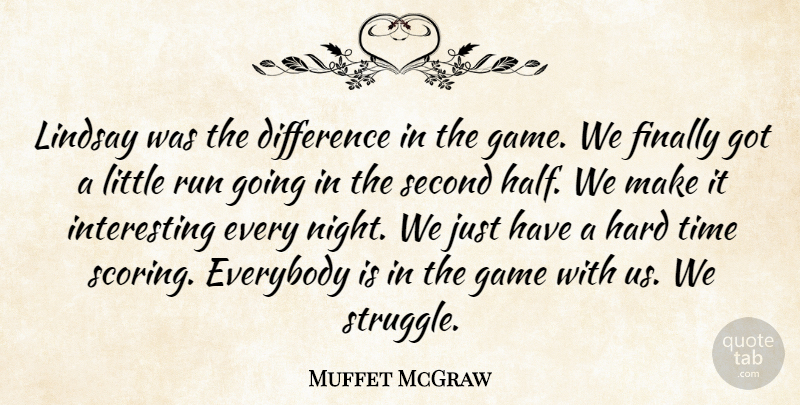 Muffet McGraw Quote About Difference, Everybody, Finally, Game, Hard: Lindsay Was The Difference In...