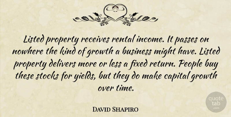 David Shapiro Quote About Business, Buy, Capital, Fixed, Growth: Listed Property Receives Rental Income...