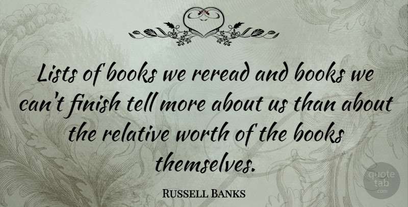 Russell Banks Quote About Inspirational, Motivational, Book: Lists Of Books We Reread...