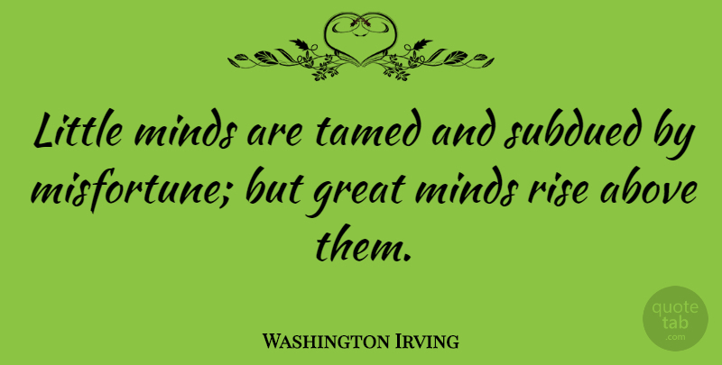 Washington Irving Quote About Inspirational, Motivational, Success: Little Minds Are Tamed And...