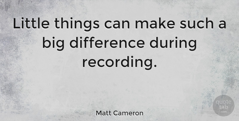 Matt Cameron Quote About Differences, Littles, Little Things: Little Things Can Make Such...