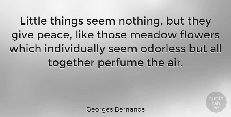 Georges Bernanos Quote About Teamwork, Peace, Flower: Little Things Seem Nothing But...