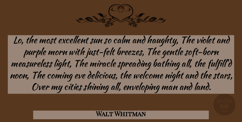 Walt Whitman Quote About Stars, Night, Men: Lo The Most Excellent Sun...