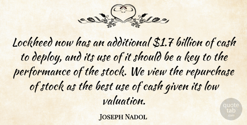 Joseph Nadol Quote About Additional, Best, Billion, Cash, Given: Lockheed Now Has An Additional...