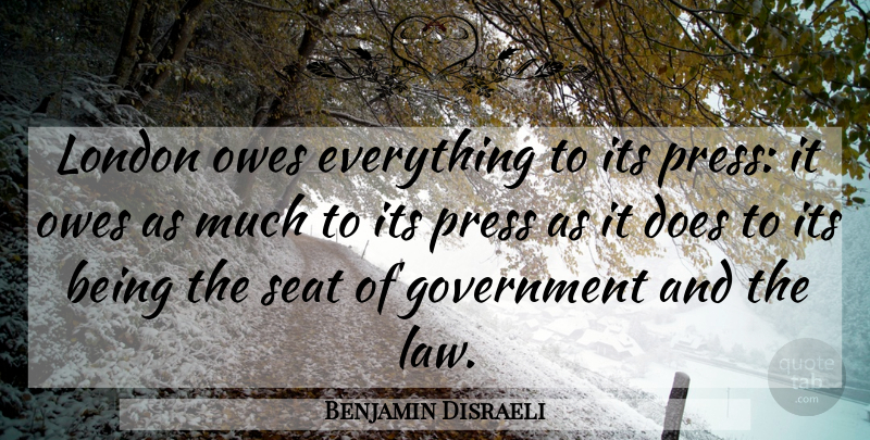 Benjamin Disraeli Quote About Law, Government, London: London Owes Everything To Its...